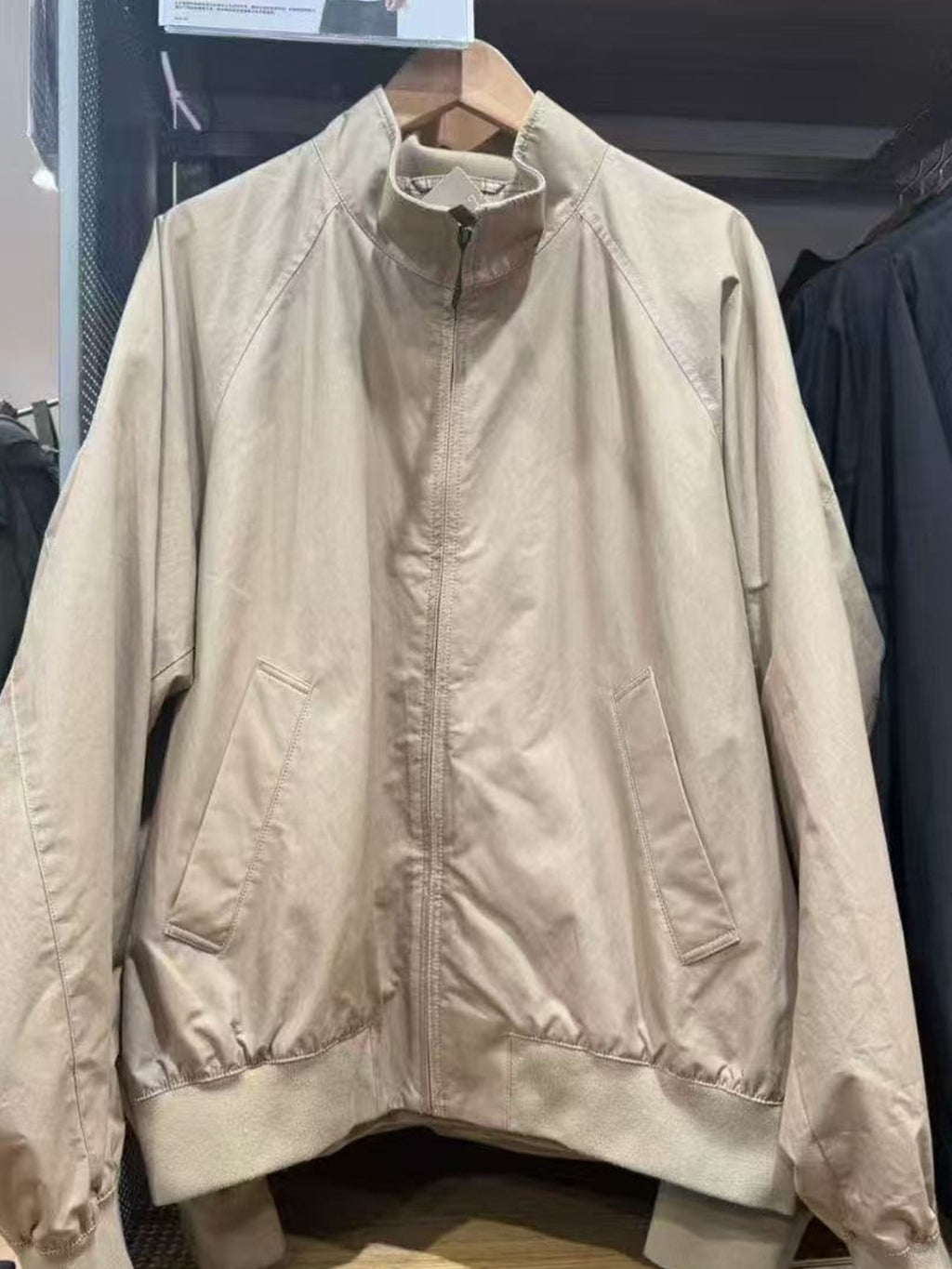 Unisex Harrington Stand Collar Long Sleeve Windproof Zipper Loose Jacket Coat teemdrop