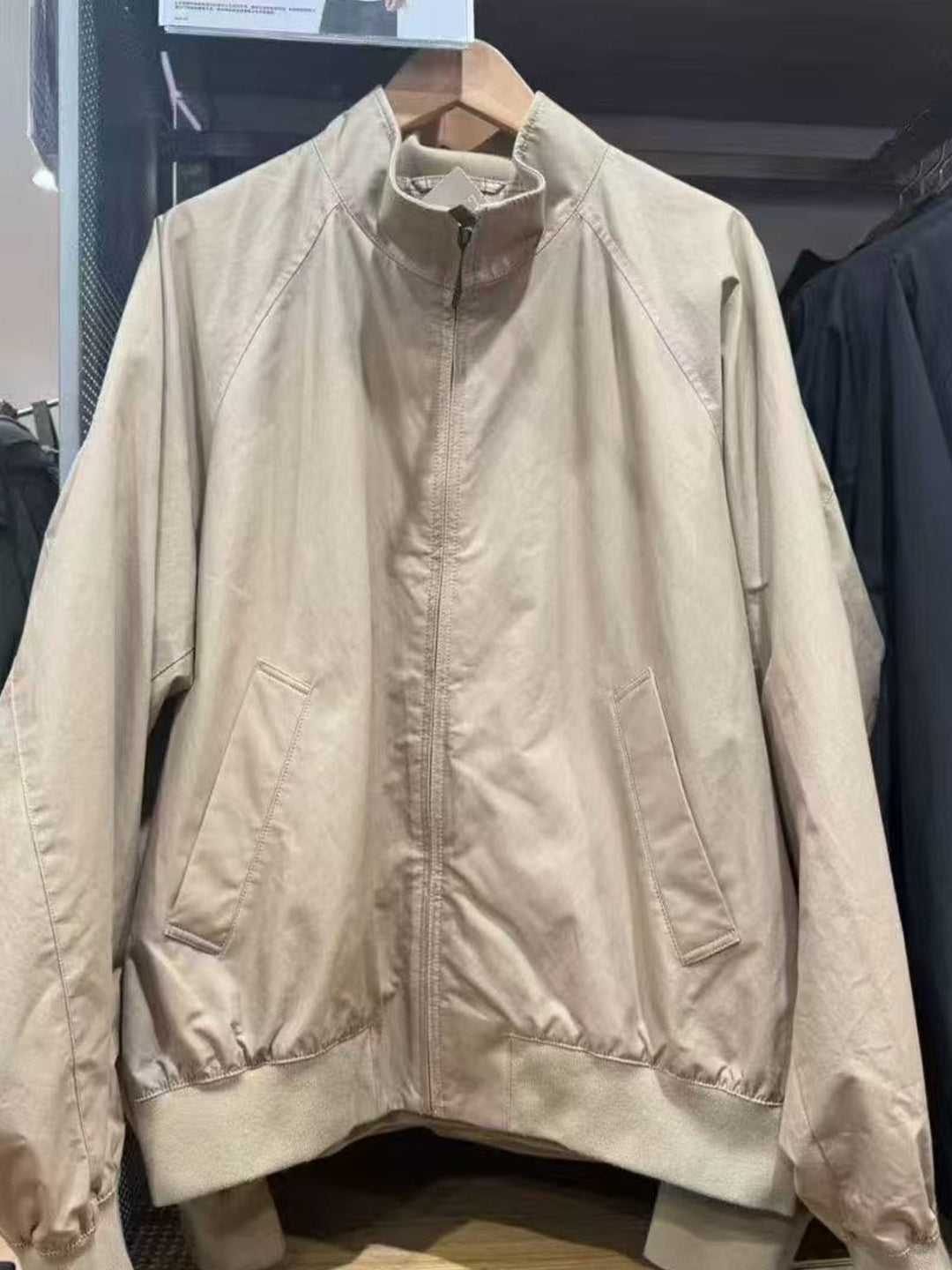 Unisex Harrington Stand Collar Long Sleeve Windproof Zipper Loose Jacket Coat teemdrop