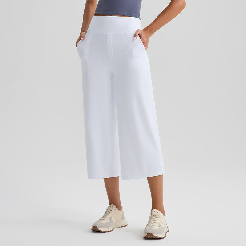 Women's Naked-Feel High-Waist Loose Wide-Leg Yoga Capri Pants teemdrop