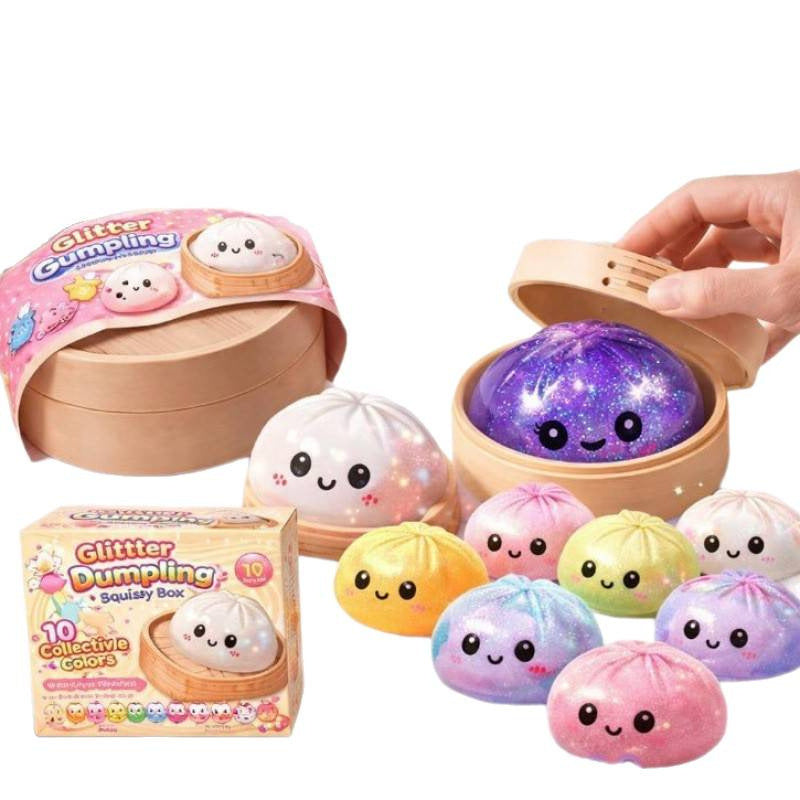 Shiny dumpling-shaped soft toy