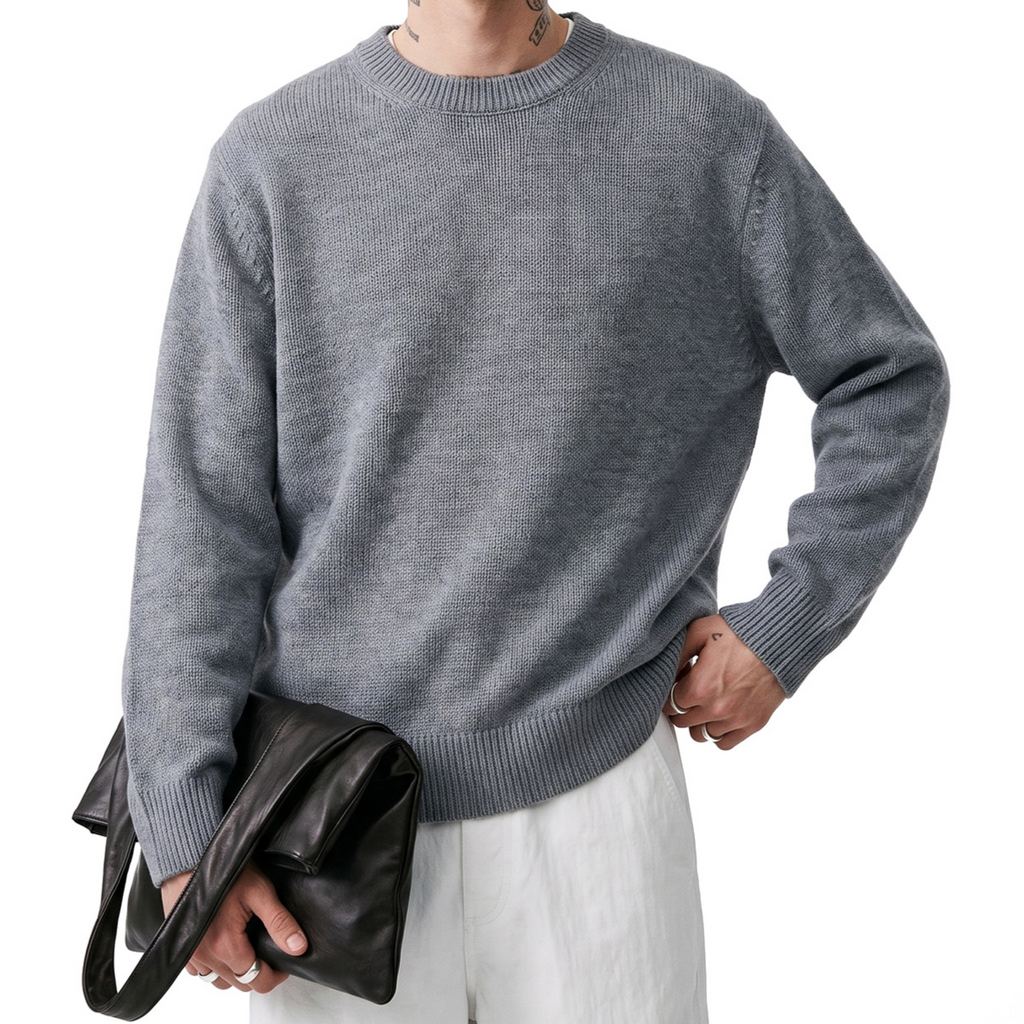 Men's Wool Blend Crew Neck Sweater teemdrop