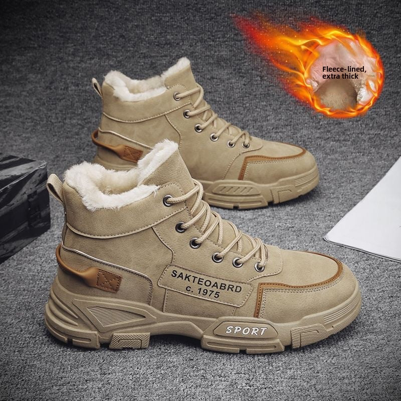Mens Winter Fleece Lined High Top Martin Boots Casual Warm Lace Up Shoes teemdrop