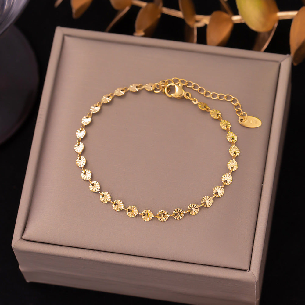 Women's Titanium Steel Inlaid Charm Bracelet Versatile Fashion Jewelry teemdrop