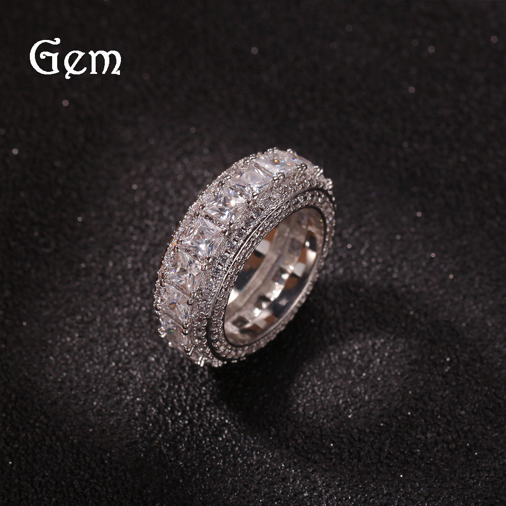 Retro Geometric Micro-Inlaid Zircon Copper Hip-Hop Ring for Men and Women teemdrop