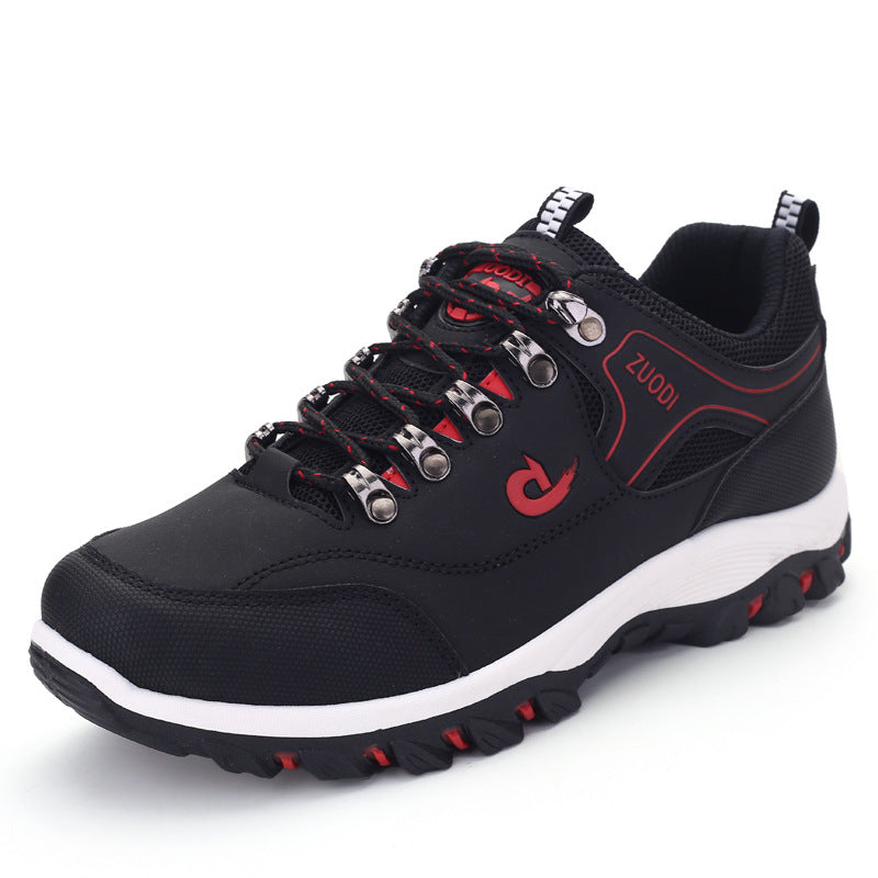 Men's Low-Top Hiking Shoes Synthetic Leather Lace-Up Sneakers teemdrop