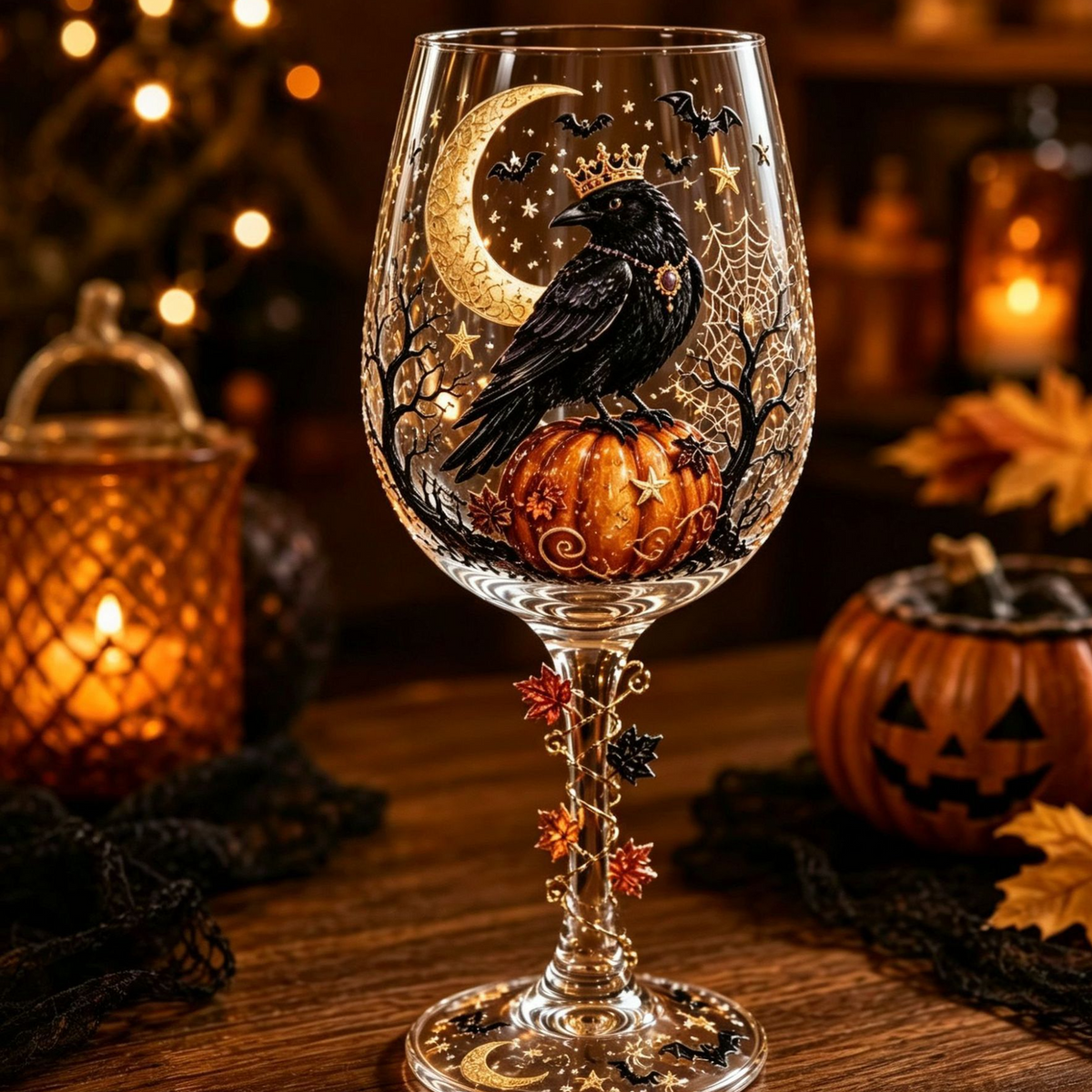 Christmas Halloween Themed Glass Art Goblet Festive Drinking Cup teemdrop