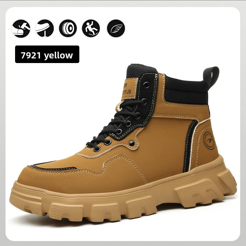 Men's Steel Toe Anti-Smash Breathable High-Top Safety Work Shoes teemdrop