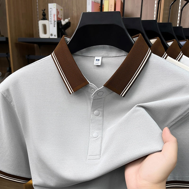 Men's Short Sleeve Polo Shirt Solid Color Lapel Casual Lightweight Summer T-Shirt teemdrop