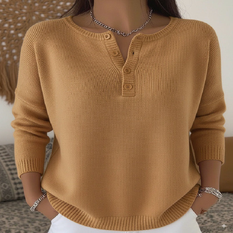 Women's Long Sleeve V-Neck Knit Sweater teemdrop