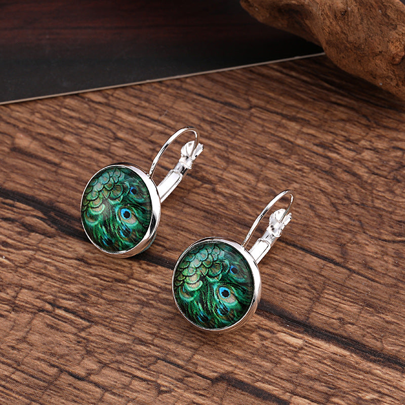 Creative Glass Earrings with Nature Patterns