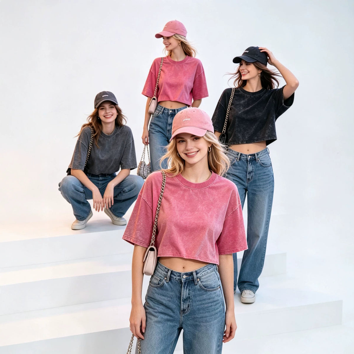Pure Cotton Cropped Drop Shoulder Short Sleeve T-Shirt teemdrop