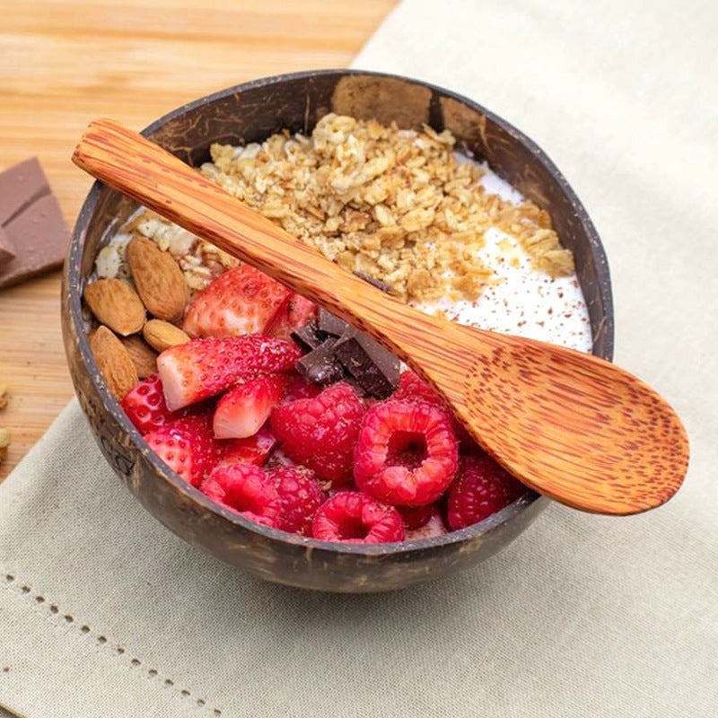 Natural Coconut Wood Bowl Set with Spoon