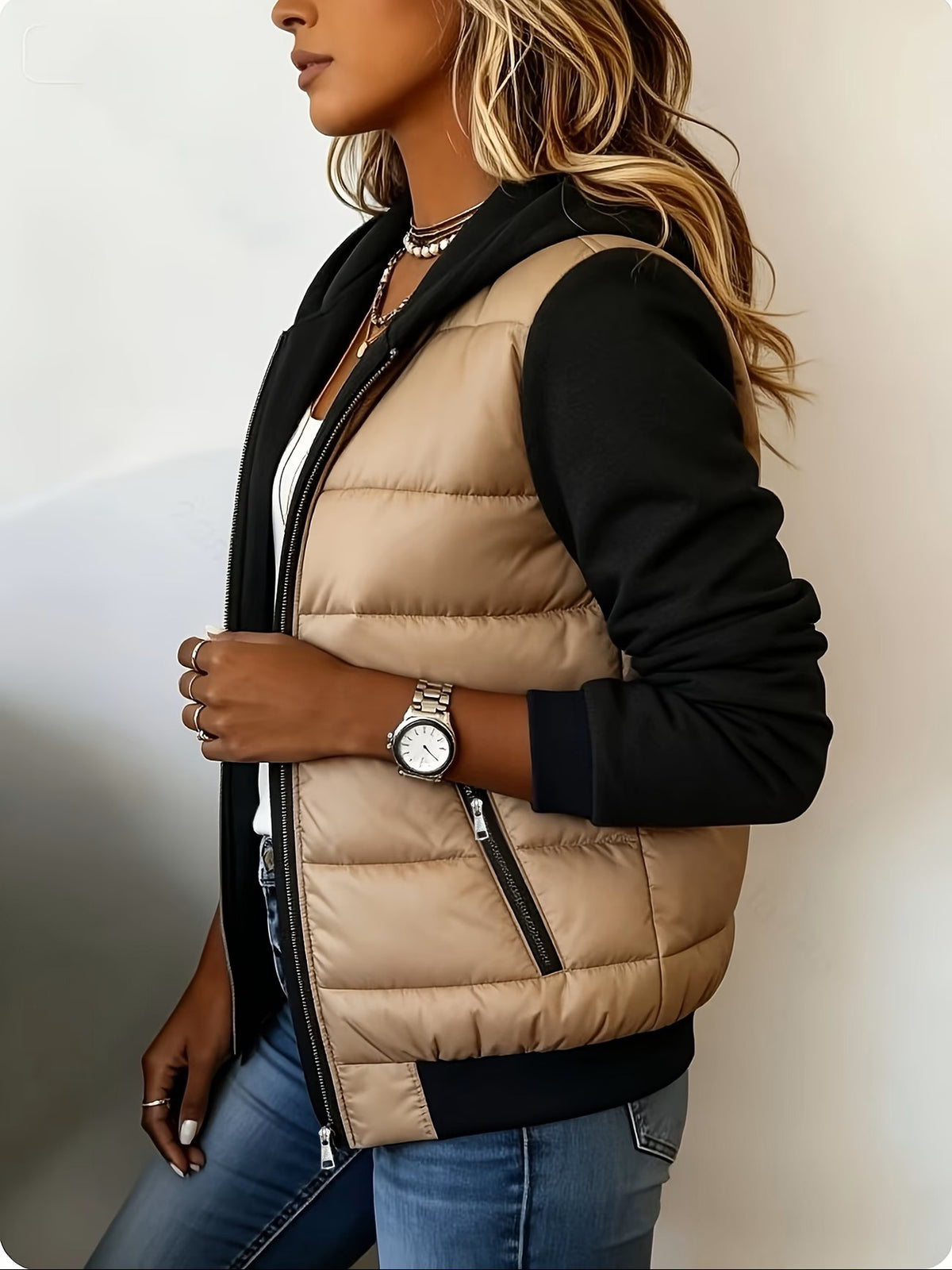 Women's Mid-Length Hooded Fleece-Lined Faux Shearling Coat teemdrop