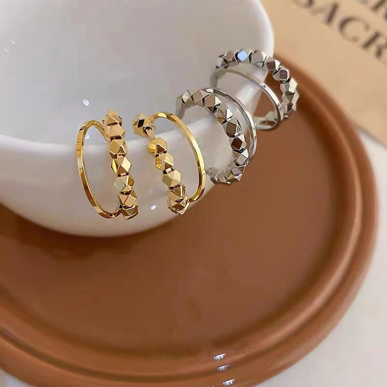 Double-layer broken silver earring