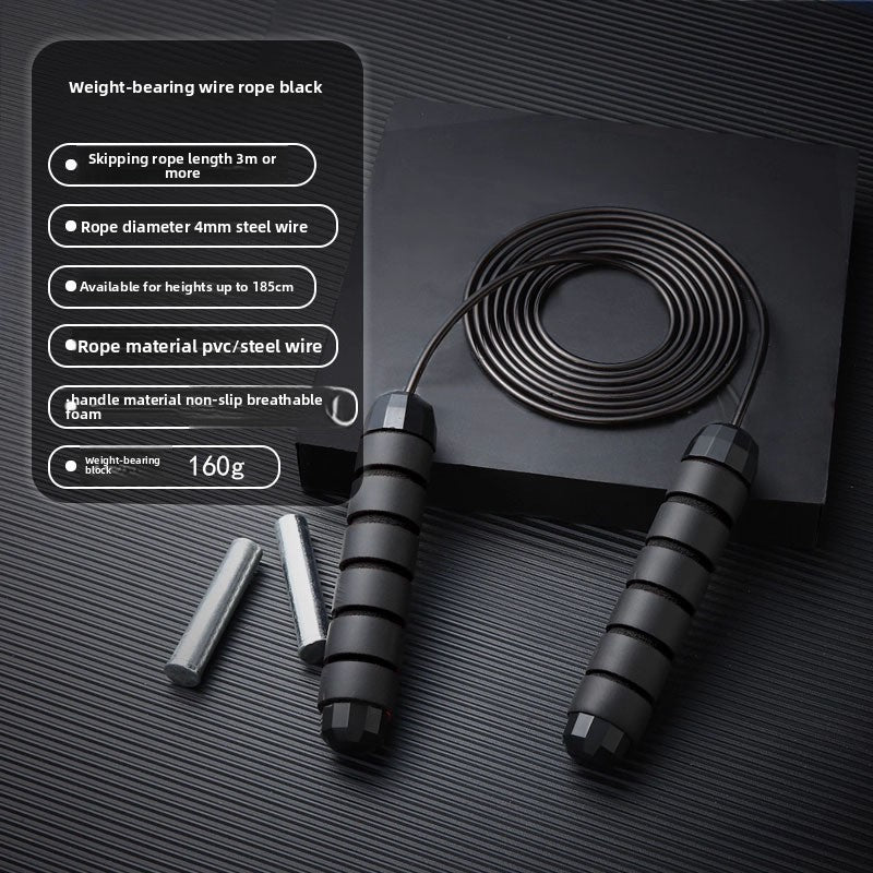Adjustable Length Steel Wire Skipping Rope with Bearing System for Fitness Training