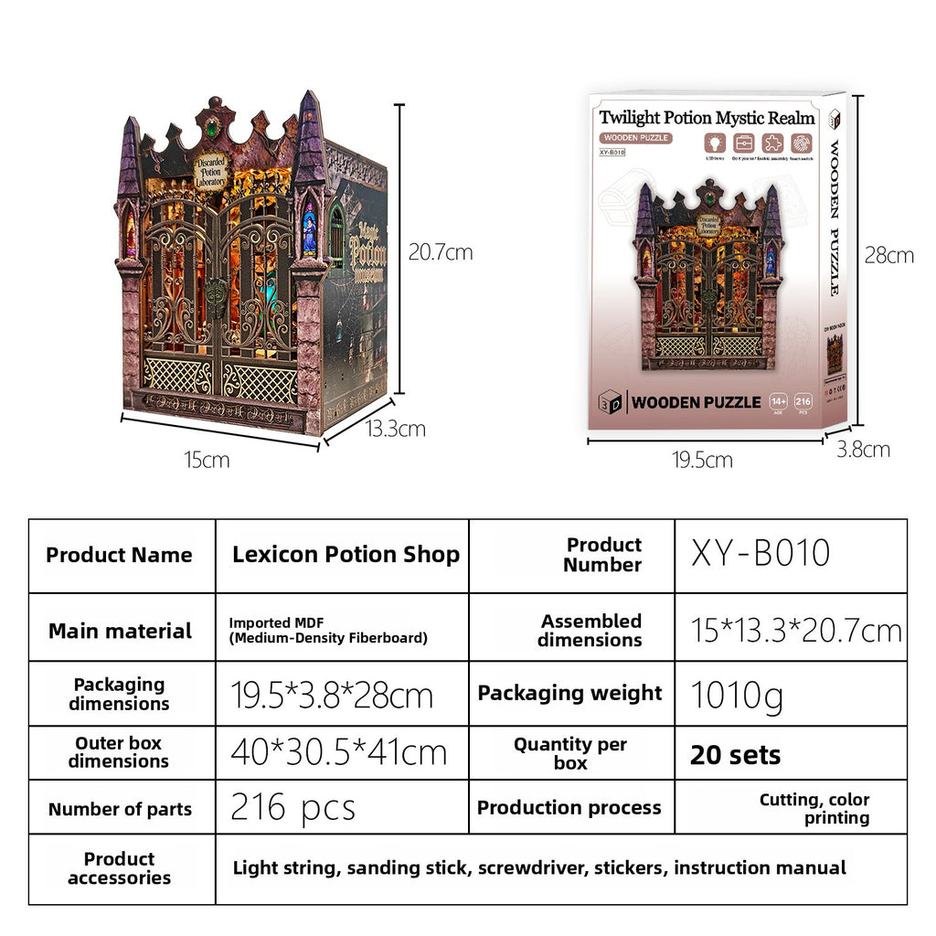 DIY Wooden Miniature House 3D Puzzle Model Building Kit with LED Light teemdrop