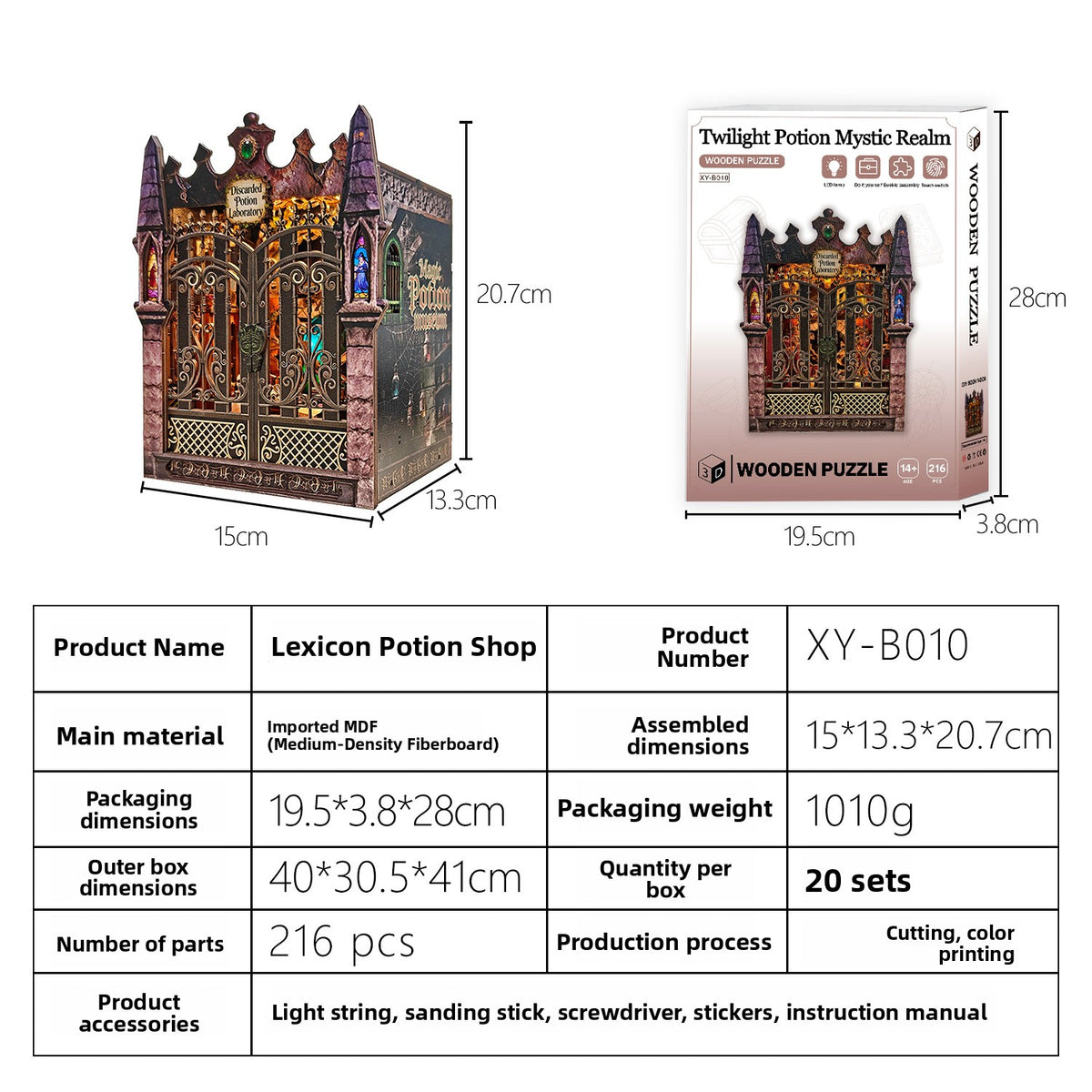 DIY Wooden Miniature House 3D Puzzle Model Building Kit with LED Light teemdrop