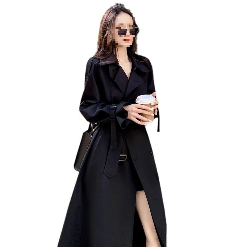 Women's Mid-Length Double-Breasted Lapel Trench Coat teemdrop