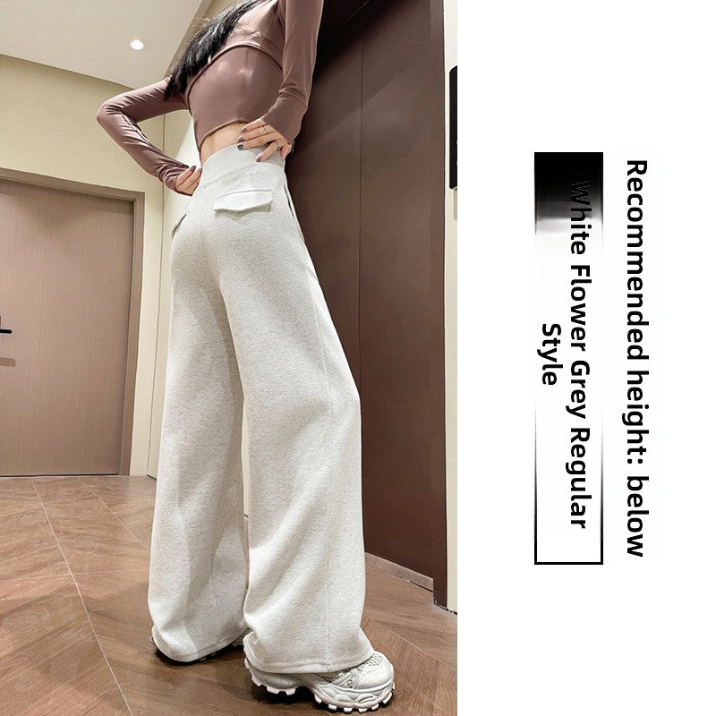 Women's High-Waisted Drapey Wide-Leg Cotton Blend Casual Pants teemdrop