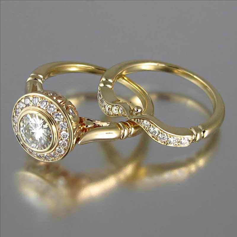 Gold Geometric Zirconia Ring Light Luxury Unisex Hand Jewelry