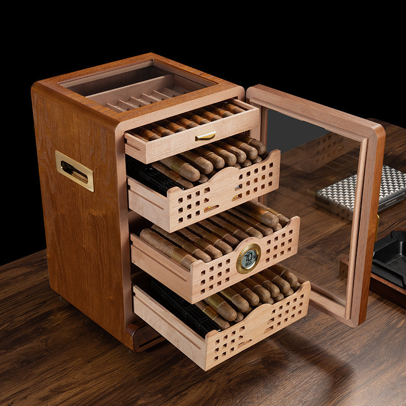 Four Layer Cedar Lined Cigar Box with Humidifier