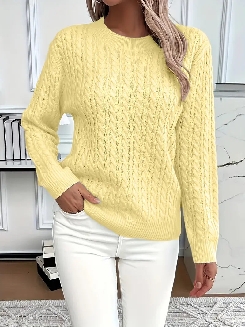 Crew-neck cable-knit sweater teemdrop