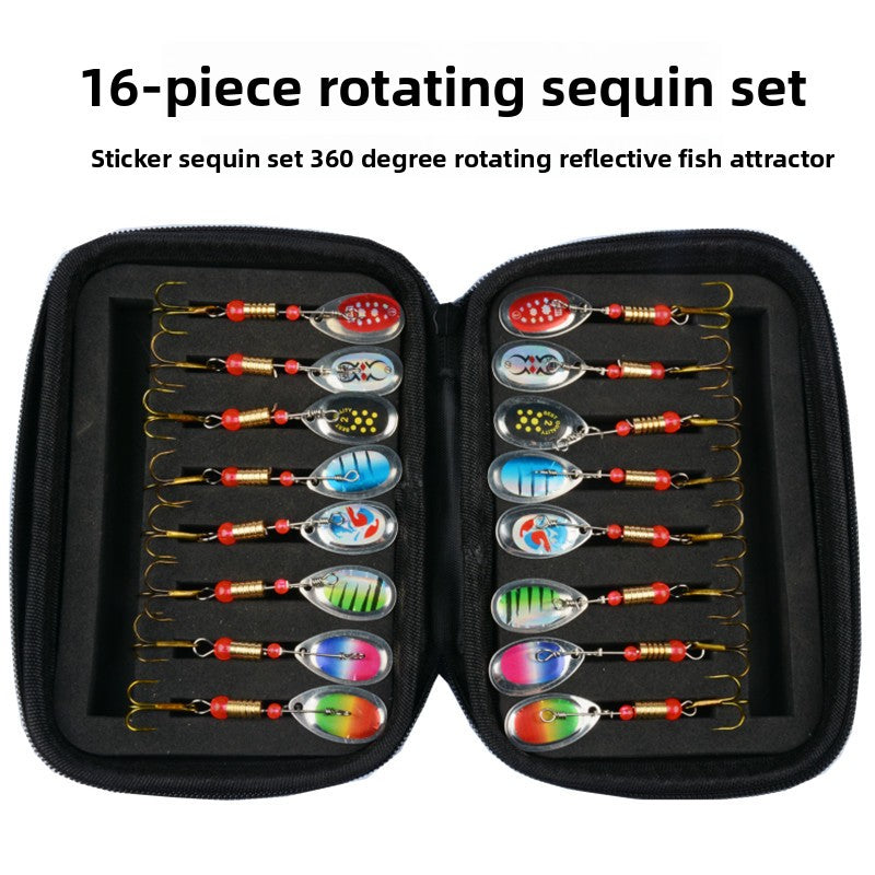 16-Piece Metal Rotating Sequin Bionic Fishing Lure Kit with Portable Bag teemdrop