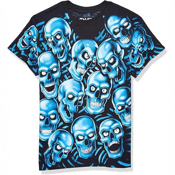 Men's Punk Skull Print Short Sleeve Loose T-Shirt teemdrop