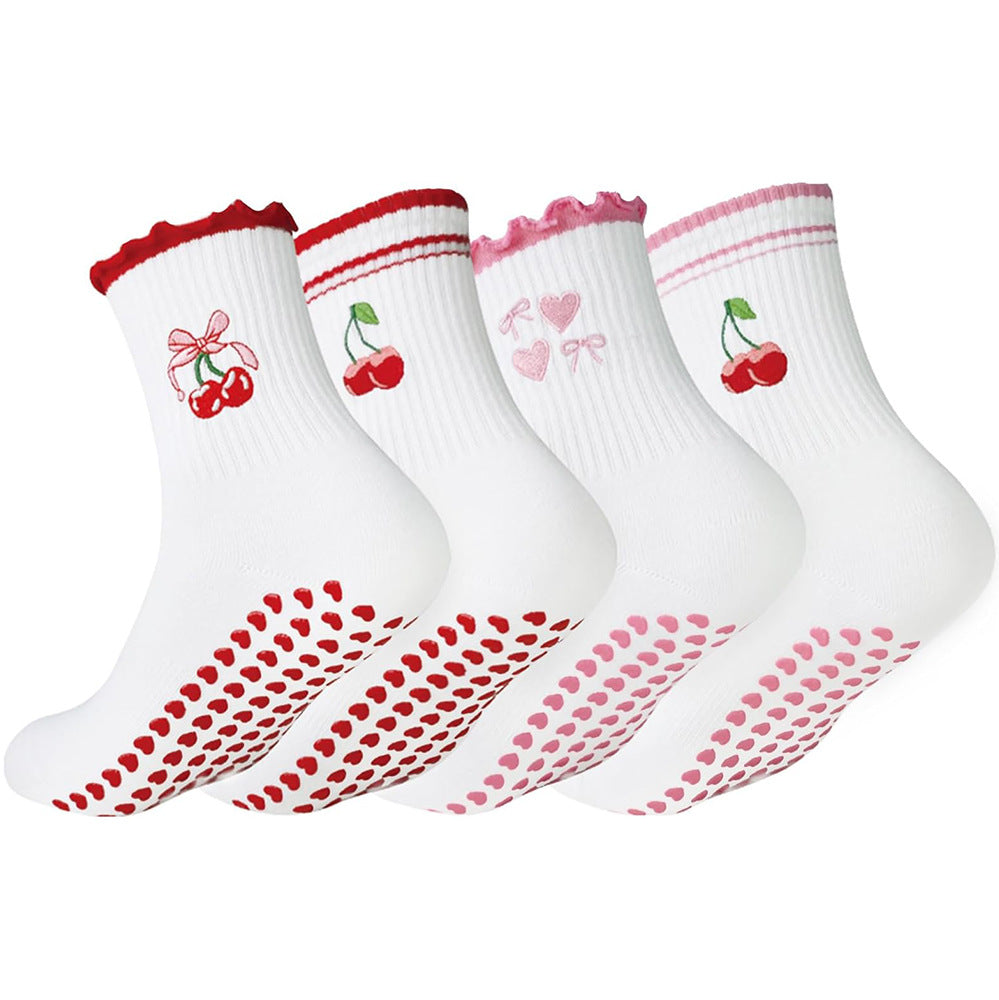 Womens Yoga Socks Anti-Slip Fitness Mid-Tube Socks