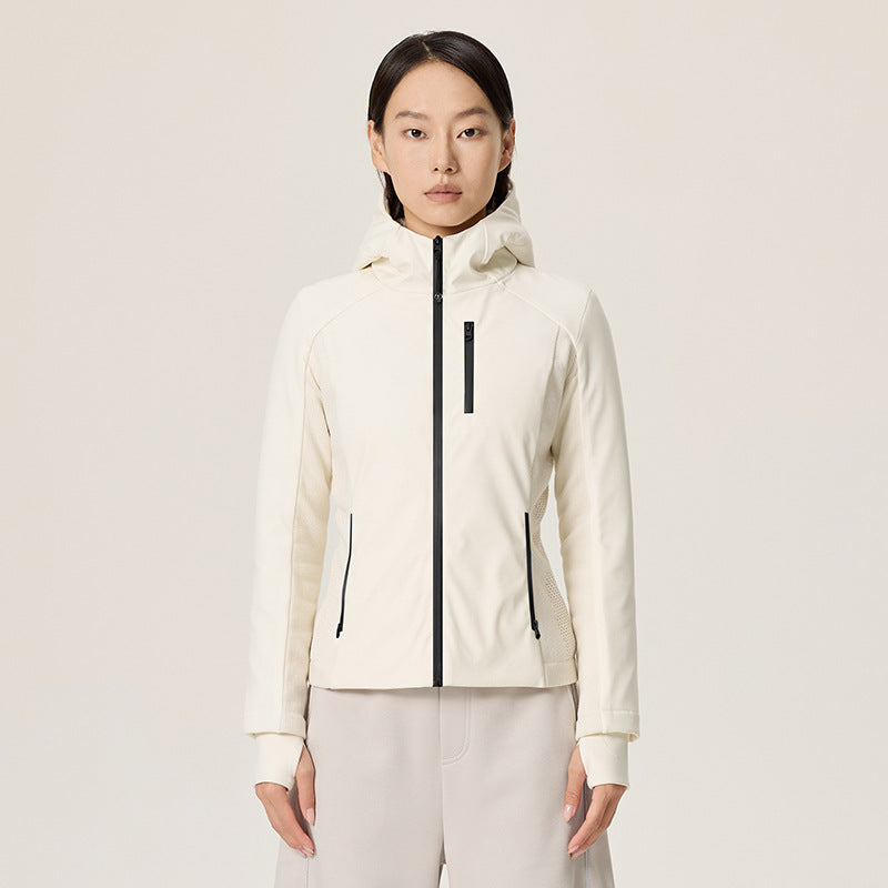 Women's Merino Wool Blend Goose Down Stand Collar Slim Fit Jacket teemdrop