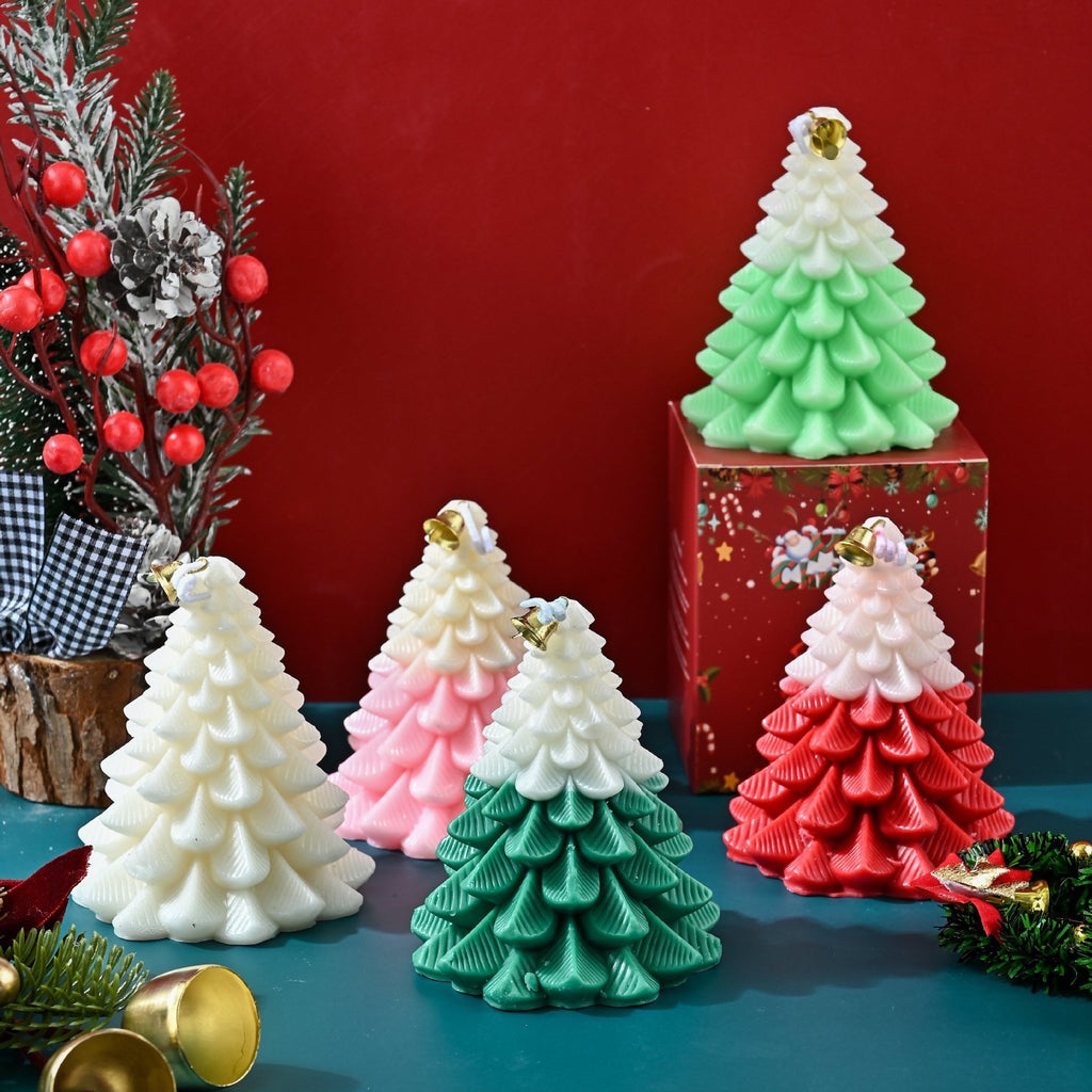 Handmade Christmas Tree Scented Candle Novelty Holiday Gift Box Set teemdrop
