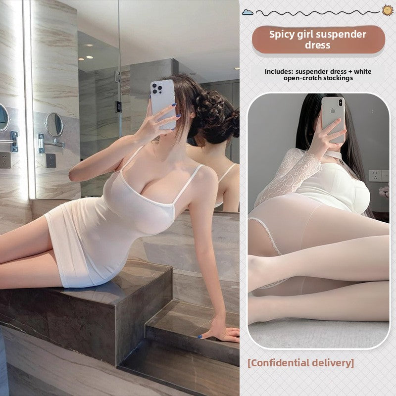 Women Sexy Open Back Lingerie Nightgown Role Play Dress