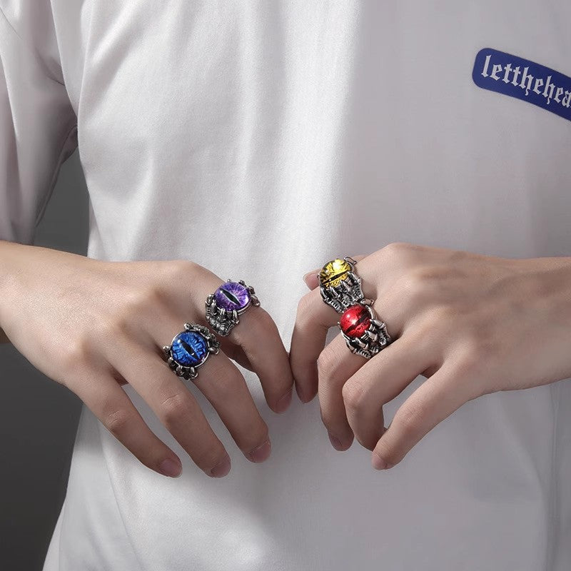 Majestic dragon-claw eye index finger ring