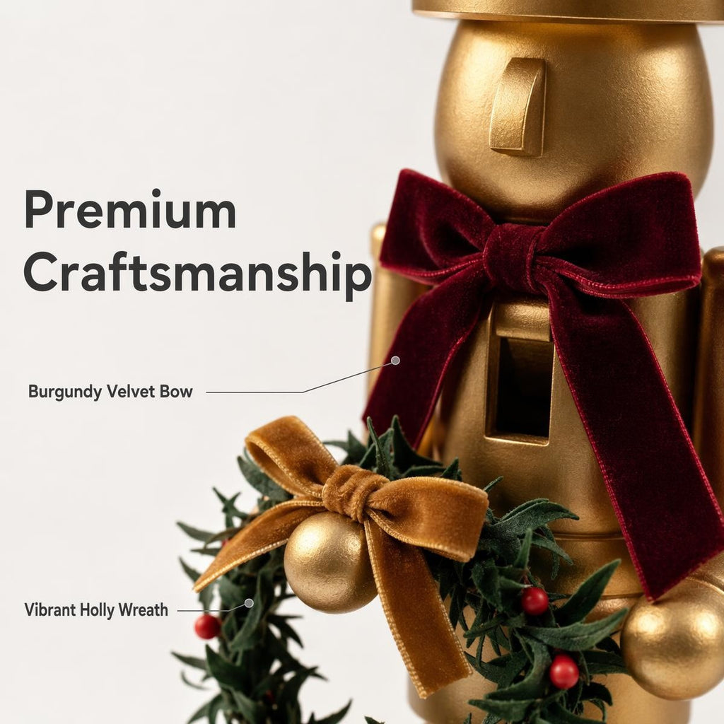 Matte Gold Wooden Nutcracker Christmas Decoration
