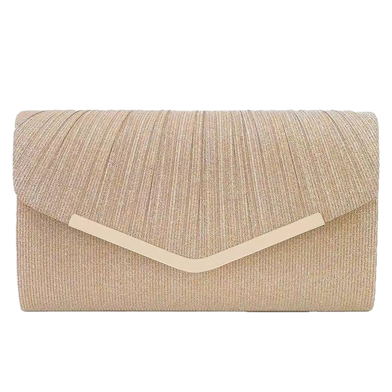 Women?s Shiny Pleated Large Capacity Handbag Evening Clutch Crossbody Bag teemdrop