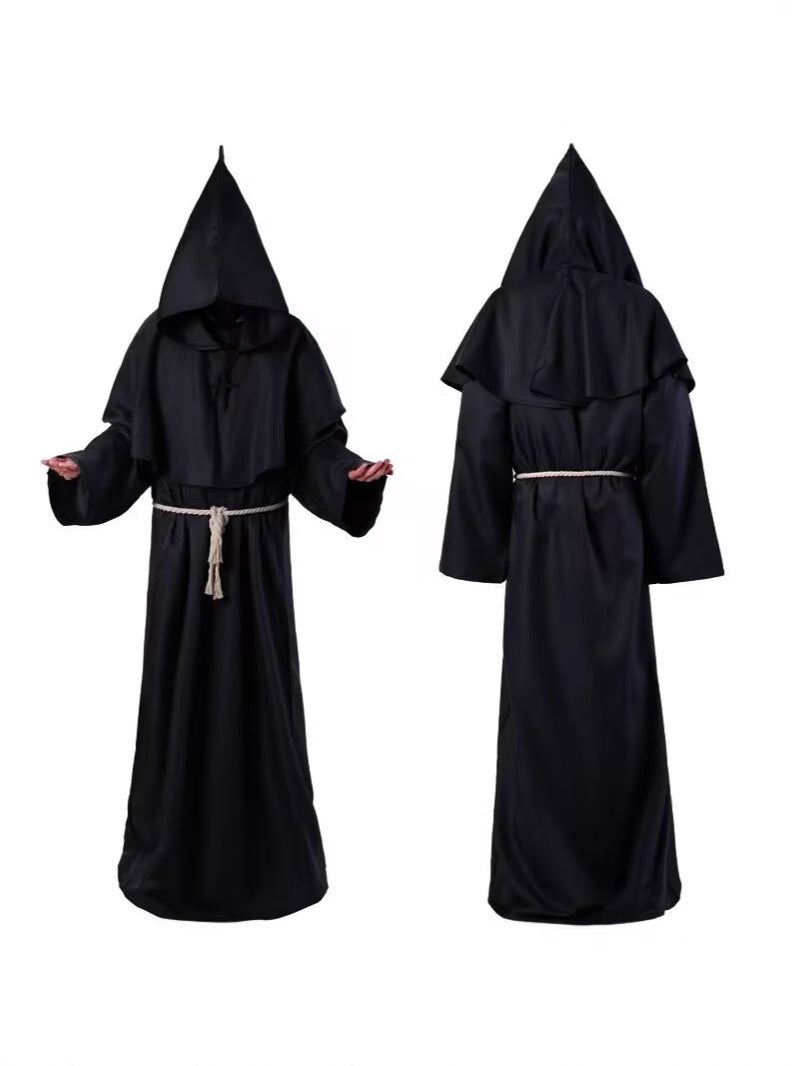 Medieval Monk Costume Cloak with Hood