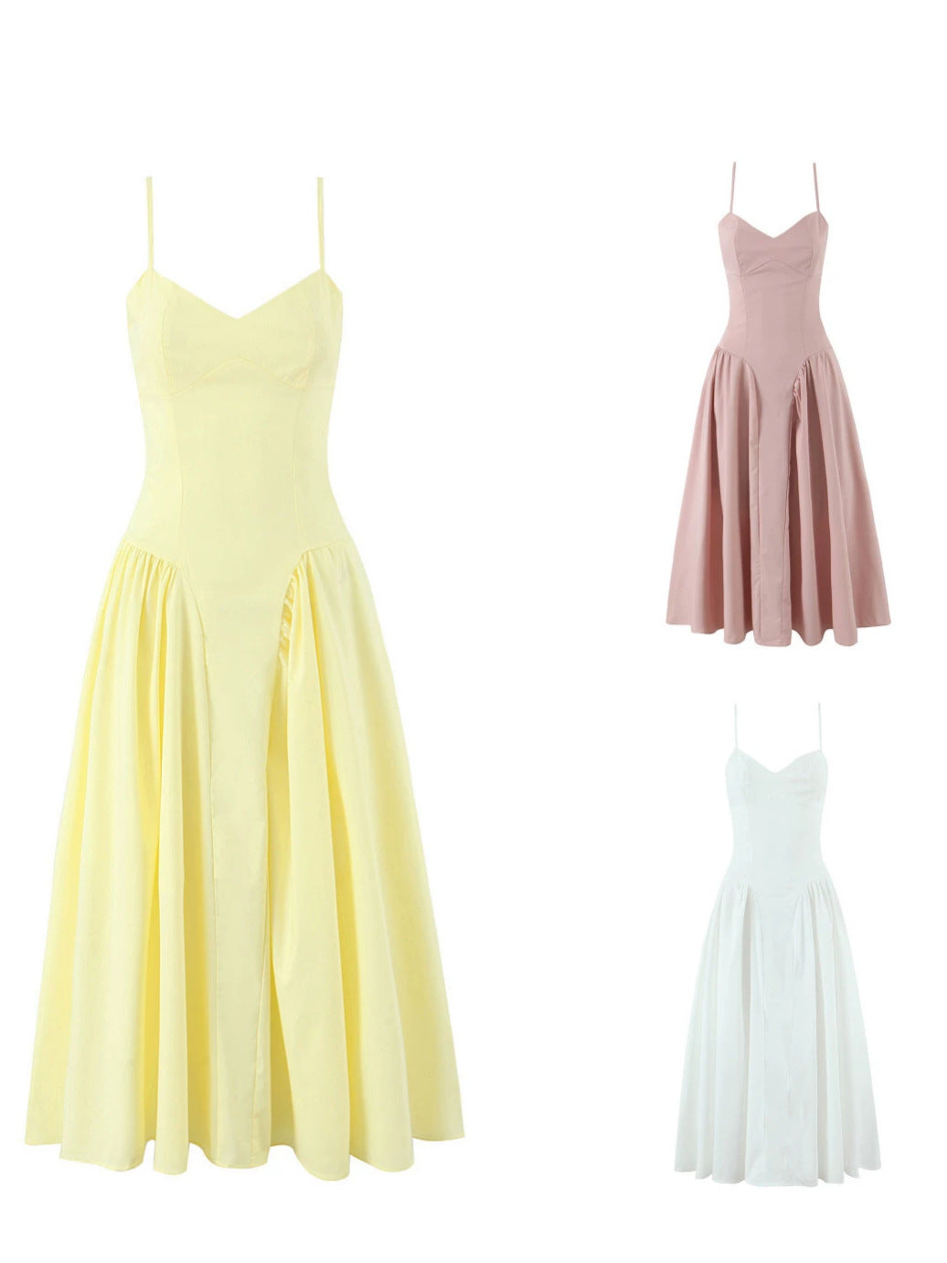French Style Strappy Smocked Waist Dress
