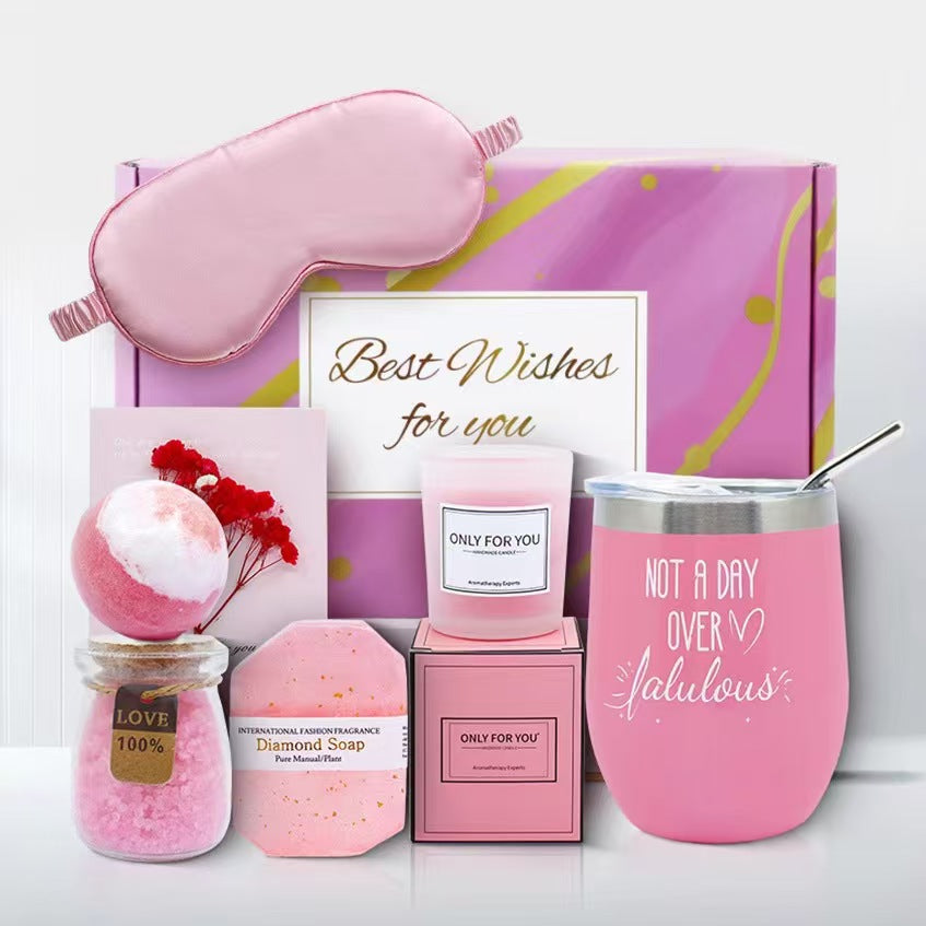 Aromatherapy Bath Gift Set with Candle Soap and Eye Mask