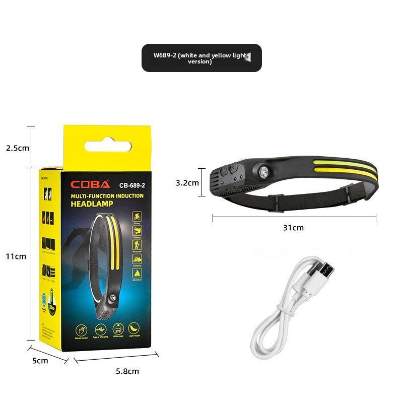 Induction Headlamp Long Endurance Lithium Battery Outdoor Cycling Running Charging Lamp teemdrop