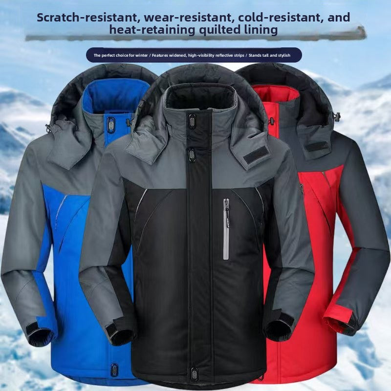 Men?s fleece-lined, thickened, all-in-one winter outdoor jacket with reflective detailing for warmth teemdrop
