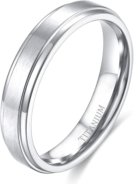 Pure Titanium Ring Simple Sand Step Band