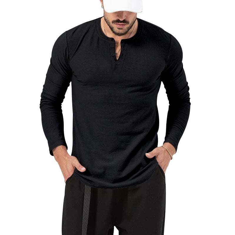 Men's Long Sleeve Solid Crew Neck T-Shirt