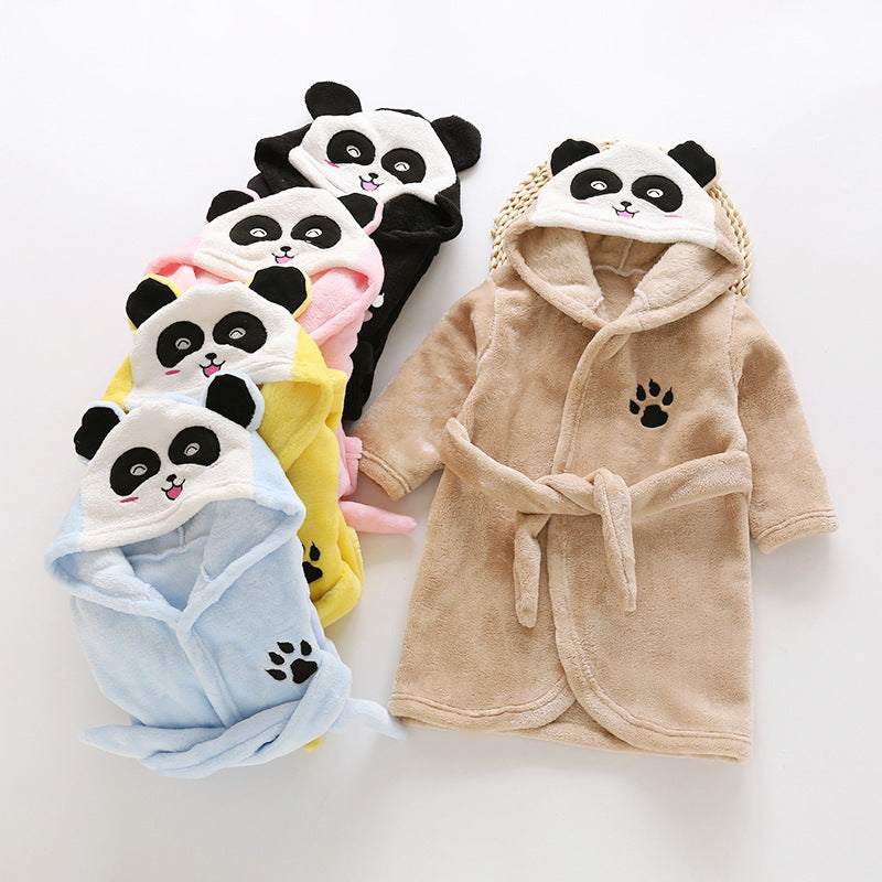 hildren Flannel Hooded Animal Bathrobe for Boys Girls
