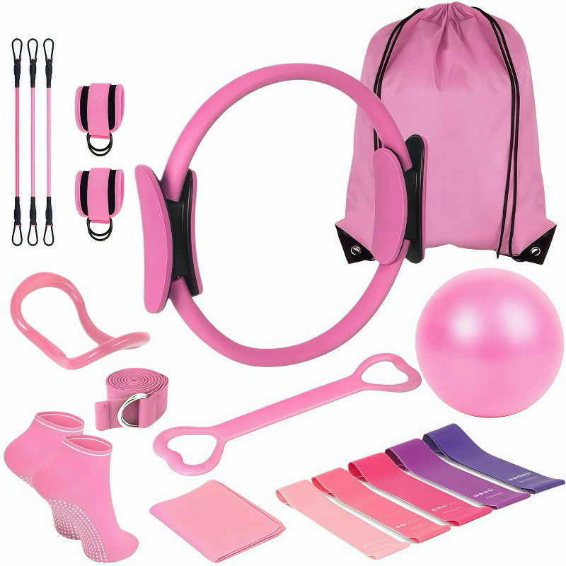 Multi-Piece Yoga Ring and Pilates Resistance Band Set teemdrop