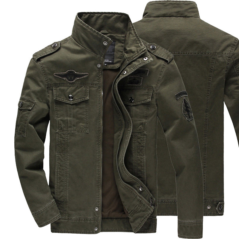 Men's Tactical Cotton Jacket Casual Solid Outdoor Work Jacket Large Size teemdrop