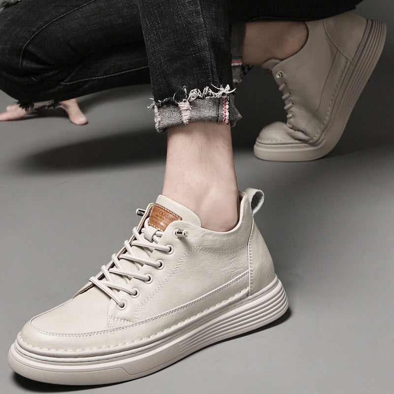 Cowhide platform height-increasing sneakers teemdrop