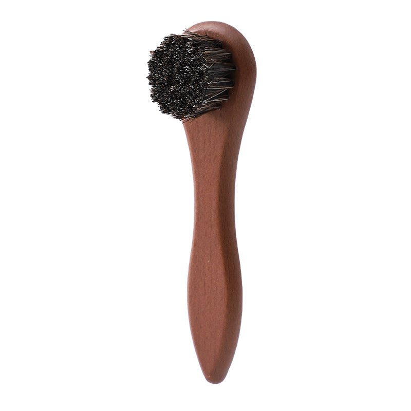 Natural Horsehair Wooden Handle Shoe Care Cleaning Polishing Brush Kit teemdrop