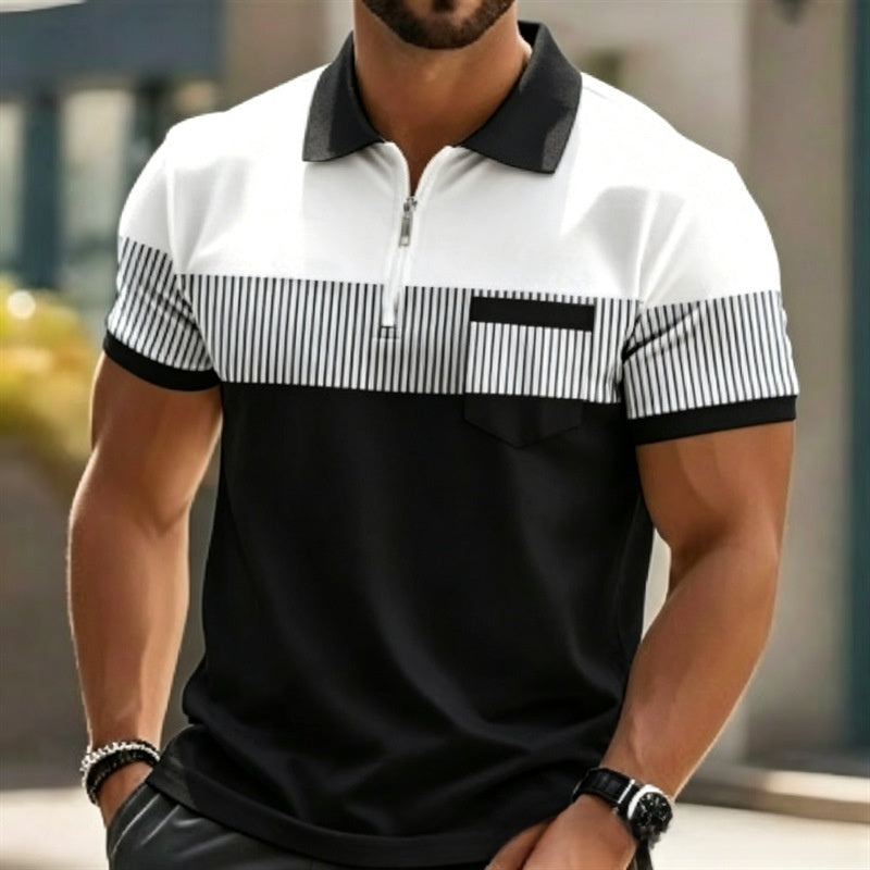 Mens Striped Short Sleeve Polo Shirt