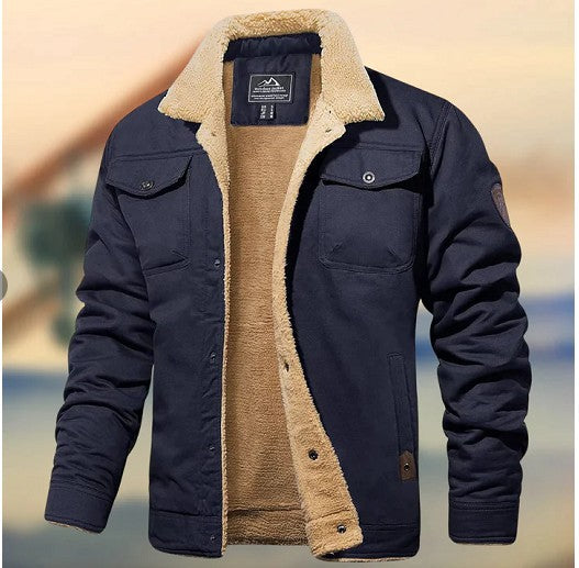 Men's Thickened Fleece Lined Cotton Work Jacket teemdrop