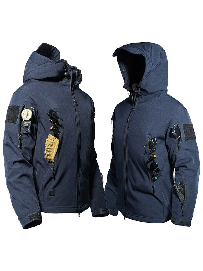 Mens Windproof Waterproof Fleece Lined Hooded Jacket